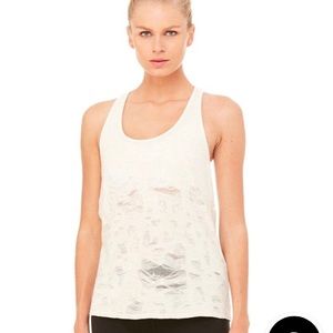 ALO Pure Tank xs white heather distressed